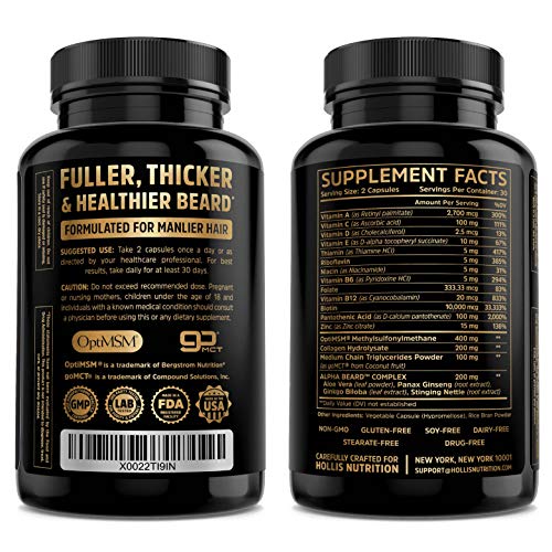 ALPHA BEARD Growth Vitamins | Biotin 10,000mcg, Patented OptiMSM®, goMCT®, Co...