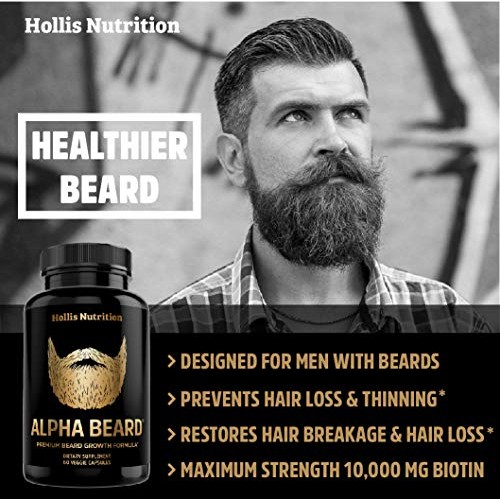 ALPHA BEARD Growth Vitamins | Biotin 10,000mcg, Patented OptiMSM®, goMCT®, Co...