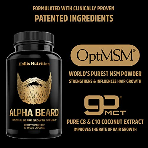 ALPHA BEARD Growth Vitamins | Biotin 10,000mcg, Patented OptiMSM®, goMCT®, Co...