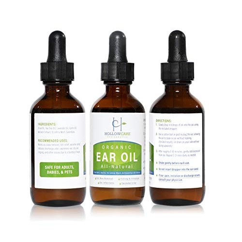 HOLLOWCARE THERAPEUTICS Organic Ear Oil For Wax Removal | Ear Infections, Swi...