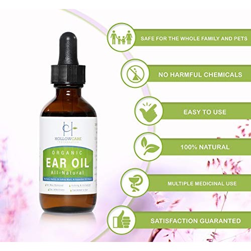 HOLLOWCARE THERAPEUTICS Organic Ear Oil For Wax Removal | Ear Infections, Swi...