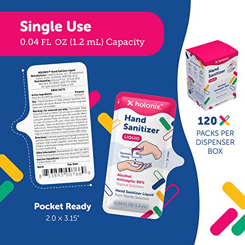 HOLONIX Hand Sanitizer Liquid - Alcohol Antiseptic 80%, Unscented Non-Sterile...