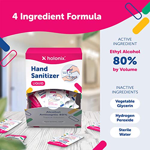HOLONIX Hand Sanitizer Liquid - Alcohol Antiseptic 80%, Unscented Non-Sterile...