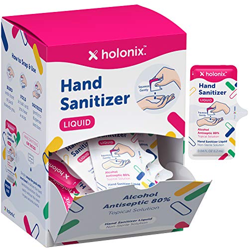HOLONIX Hand Sanitizer Liquid - Alcohol Antiseptic 80%, Unscented Non-Sterile...