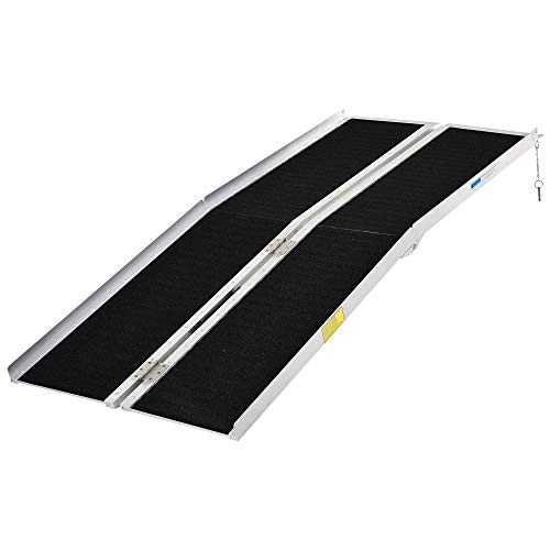 HOMCOM Aluminum Portable Skidproof PVC Carpeted Folding Wheelchair Ramp, 6'