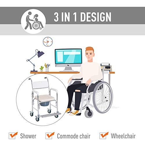 HomCom Personal Mobility Durable Waterproof Shower Accessible Transport Commo...