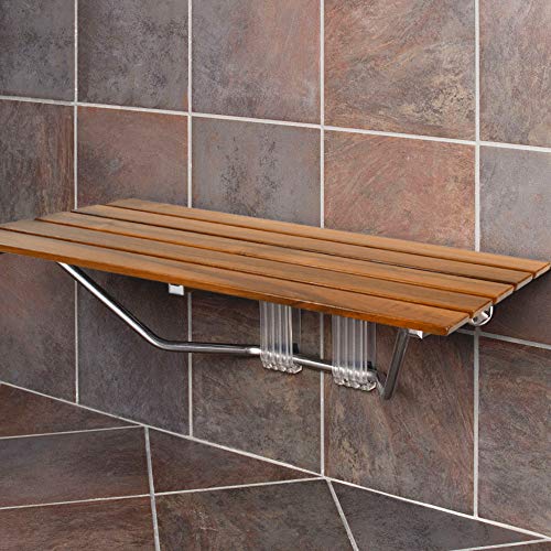 Home Aesthetics 36" ADA Compliant Foldable Teak Wood Shower Seat Bench, 400lb...