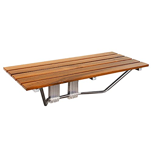 Home Aesthetics 36" ADA Compliant Foldable Teak Wood Shower Seat Bench, 400lb...