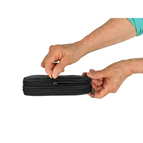 HOME-X Double Eyeglass Holder, Black Leather Pouch with 2 Compartments, Trave...