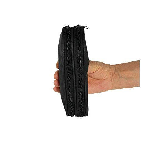 HOME-X Double Eyeglass Holder, Black Leather Pouch with 2 Compartments, Trave...