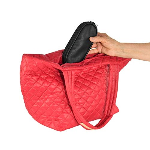 HOME-X Double Eyeglass Holder, Black Leather Pouch with 2 Compartments, Trave...