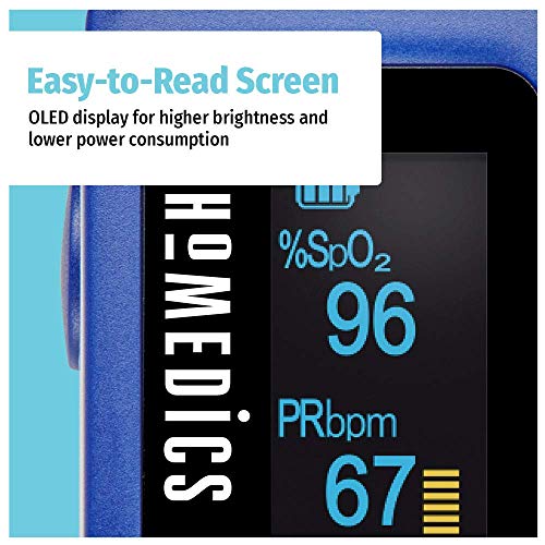 HoMedics Pulse Oximeter, Blood Oxygen Saturation Monitor with Easy One-Touch ...