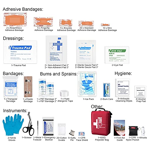 【2022 New】Professional First Aid Kit, Trauma Kit with Labelled Compartments...