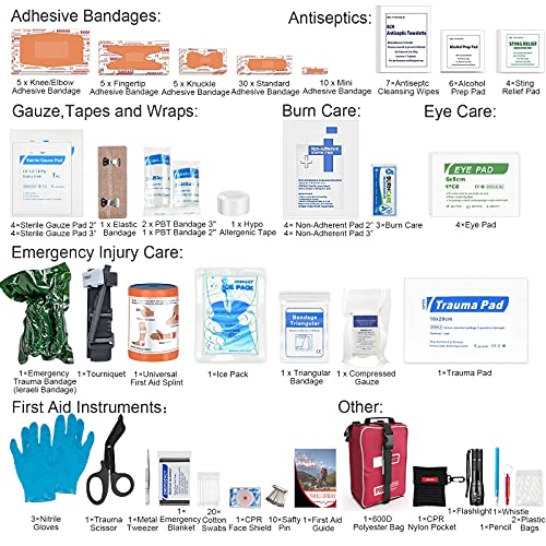 【2022 Upgrade】Comprehensive First Aid Kit with Labelled Compartments, Molle...