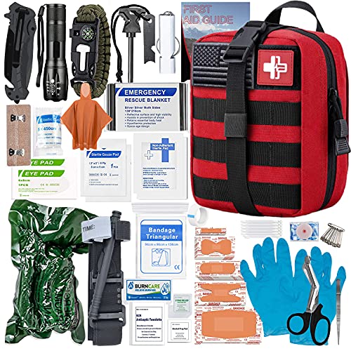 [2022 Upgrade] Trauma First Aid Kit with Survival Gear Outdoor Tactical Gear ...