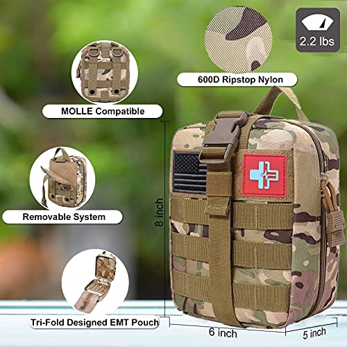 [2022 Upgrade] Trauma Survival First Aid Kit Outdoor Molle System Tactical Ge...