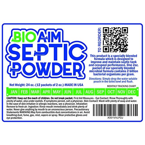 Homey Aim Septic Tank Treatment. 1 Year Supply. Safe Green Cultures and Enzym...