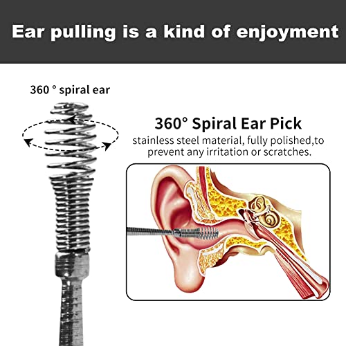 8Pcs Ear Wax Removal Kit - Stainless Steel Ear Pick - Spring 360°Spiral Ear S...