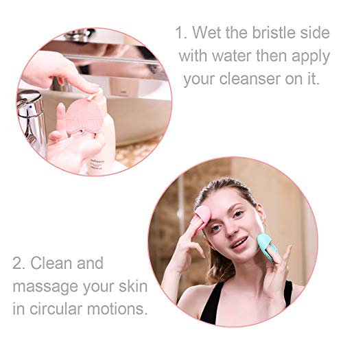 Soft Manual Silicone Facial Cleansing Brush Mild Face Wash Scrubber, Exfoliat...
