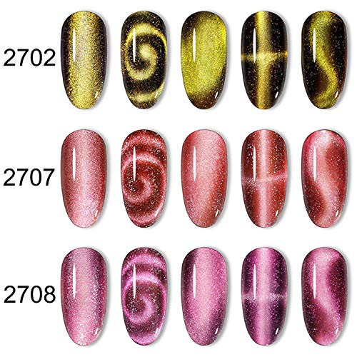 HOMOST 5D Cat Eye Gel Nail Polish Kit, 6PCS Magnetic Gel Nail Polish Set With...
