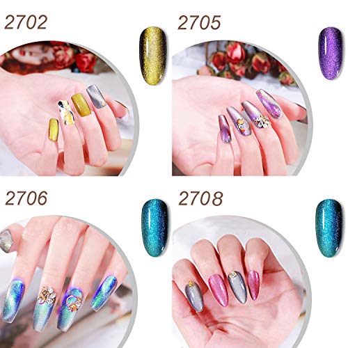 HOMOST 5D Cat Eye Gel Nail Polish Kit, 6PCS Magnetic Gel Nail Polish Set With...