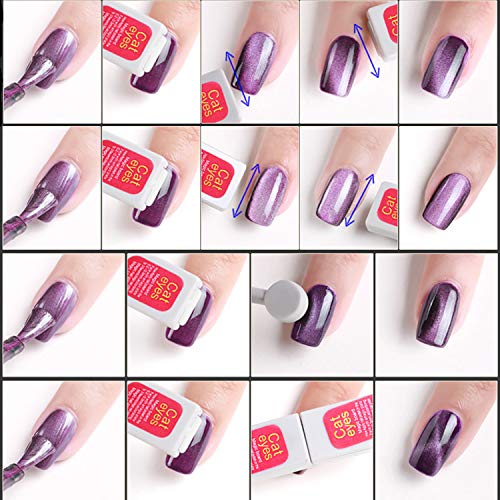 HOMOST 5D Cat Eye Gel Nail Polish Kit, 6PCS Magnetic Gel Nail Polish Set With...