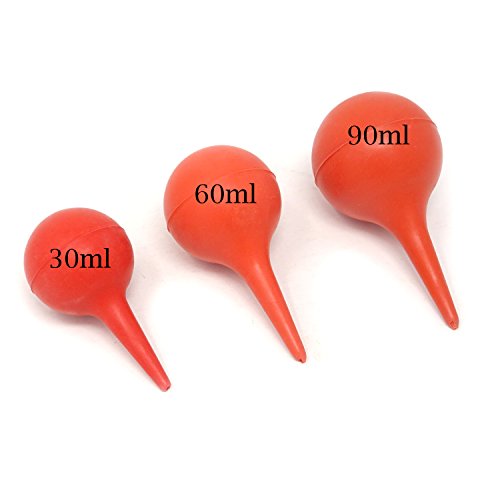 Honbay 3PCS Laboratory Tool Red Rubber Squeeze Bulb Ear Syringe Ball,30ml,60m...