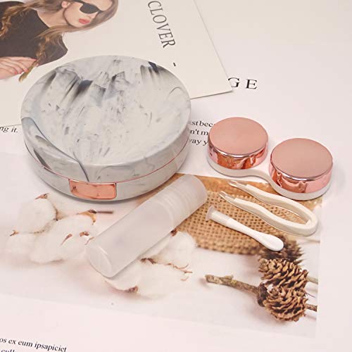 Honbay Fashion Marble Contact Lens Case Portable Contact Lens Box Kit with Mi...