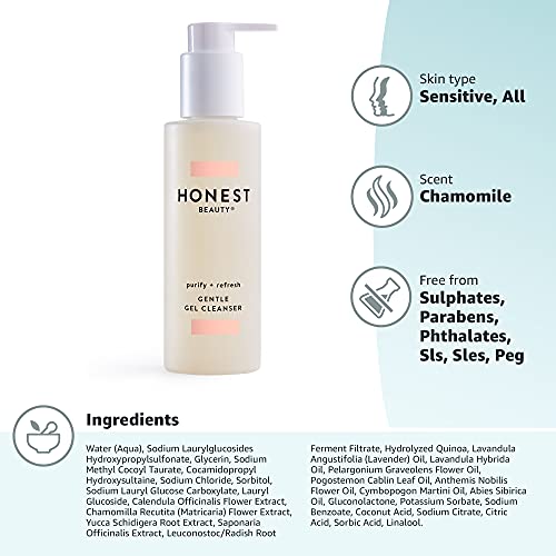 Honest Beauty Gentle Gel Cleanser with Chamomile & Calendula Extracts, Sulfat...