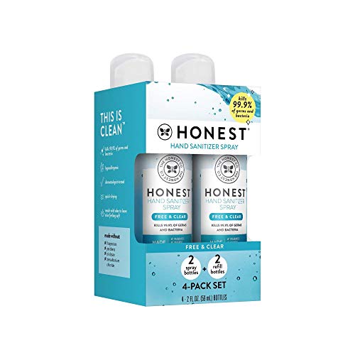 The Honest Company Hand Sanitizer Spray, Free + Clear, 4 Count, 2 Fl. Oz. (8 ...