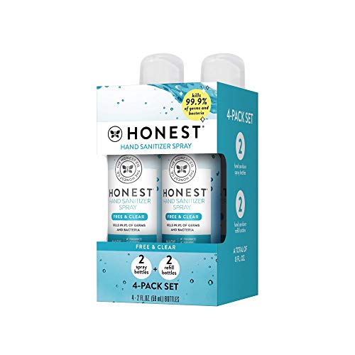 The Honest Company Hand Sanitizer Spray, Free + Clear, 4 Count, 2 Fl. Oz. (8 ...