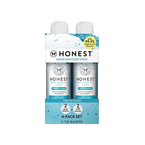 The Honest Company Hand Sanitizer Spray, Free + Clear, 4 Count, 2 Fl. Oz. (8 ...