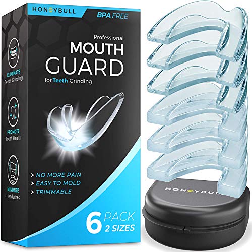 HONEYBULL Mouth Guard for Grinding Teeth [6 Pack] Comes in 2 Sizes for Light ...