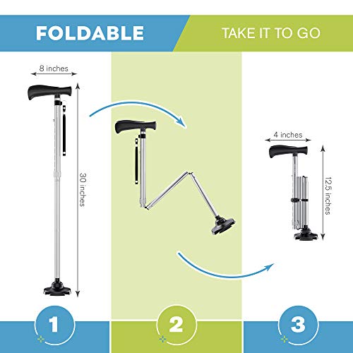 HONEYBULL Walking Cane for Men & Women | Free Standing, Foldable, Pivot Tip [...