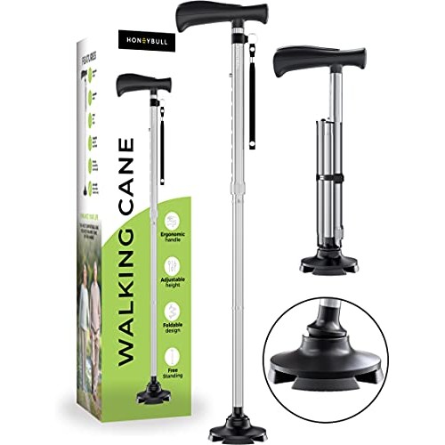 HONEYBULL Walking Cane for Men & Women | Free Standing, Foldable, Pivot Tip [...
