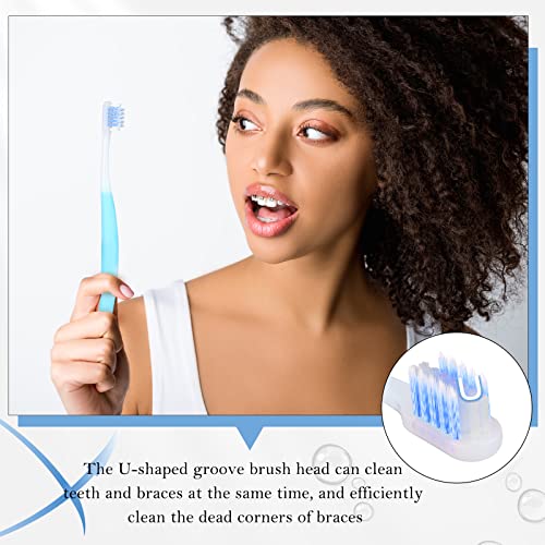 6 Pieces Brace Toothbrush V Shaped Orthodontic Toothbrush with Brush Head 40 ...