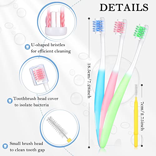 6 Pieces Brace Toothbrush V Shaped Orthodontic Toothbrush with Brush Head 40 ...