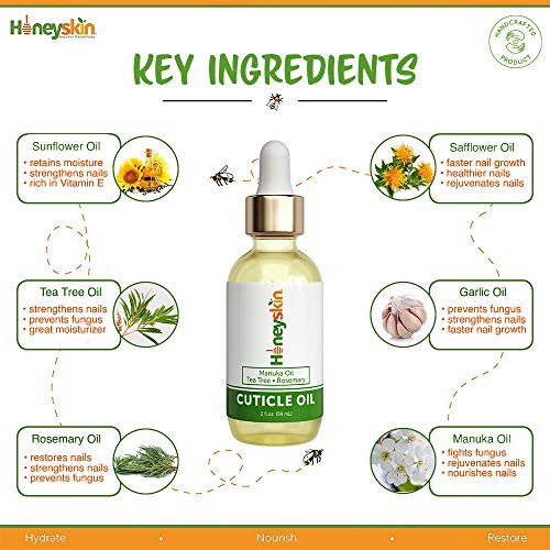 Nourishing Nail Care Cuticle Oil - Infused with Manuka Honey and Tea Tree Oil...