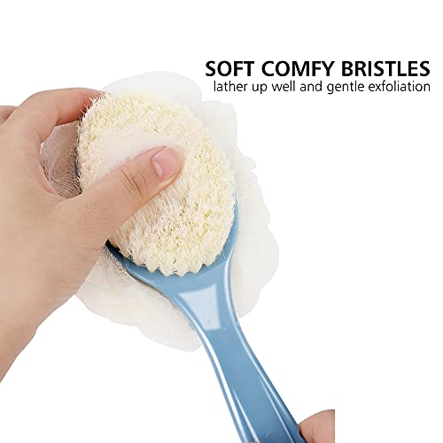 Shower Body Brush with Bristles and Loofah,Back Scrubber Bath Mesh Sponge wit...