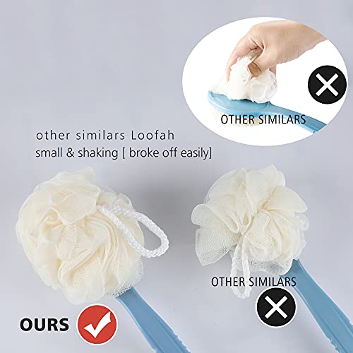 Shower Body Brush with Bristles and Loofah,Back Scrubber Bath Mesh Sponge wit...