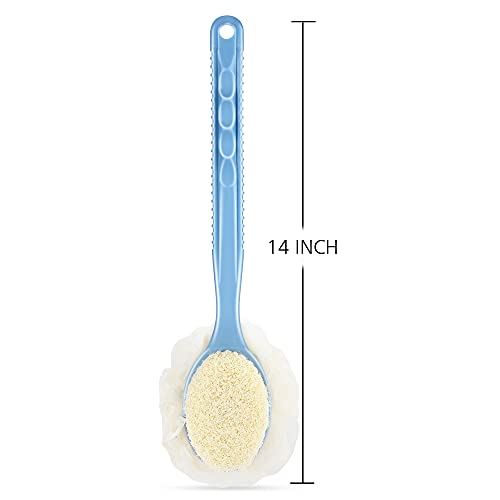 Shower Body Brush with Bristles and Loofah,Back Scrubber Bath Mesh Sponge wit...