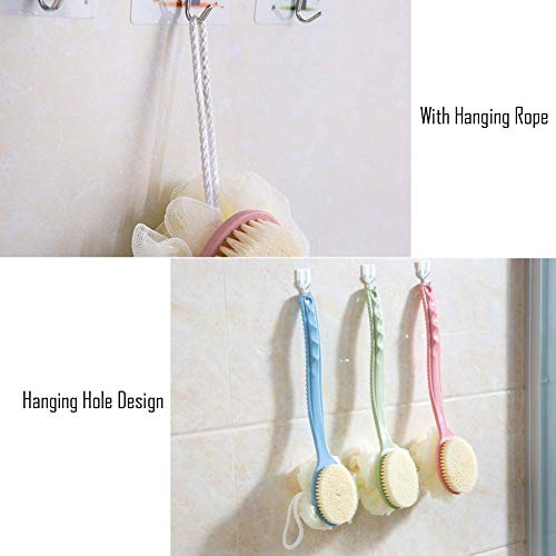 Shower Body Brush with Bristles and Loofah,Back Scrubber Bath Mesh Sponge wit...