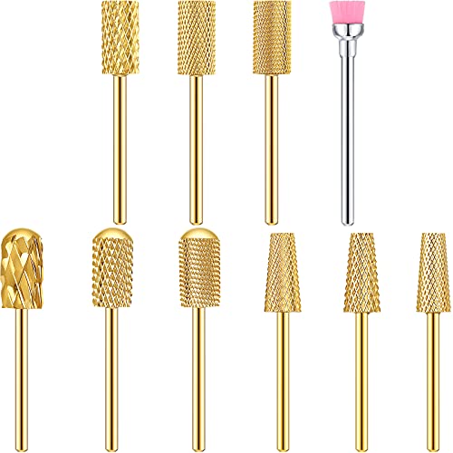 10 Pieces Nail Drill Bits Set, 3 Pieces Cone Tapered Barrel Carbide Nail Cuti...