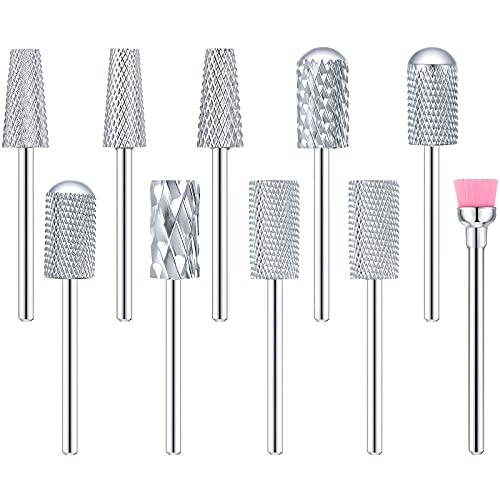 10 Pieces Nail Drill Bits Set, 3 Pieces Cone Tapered Barrel Carbide Nail Cuti...