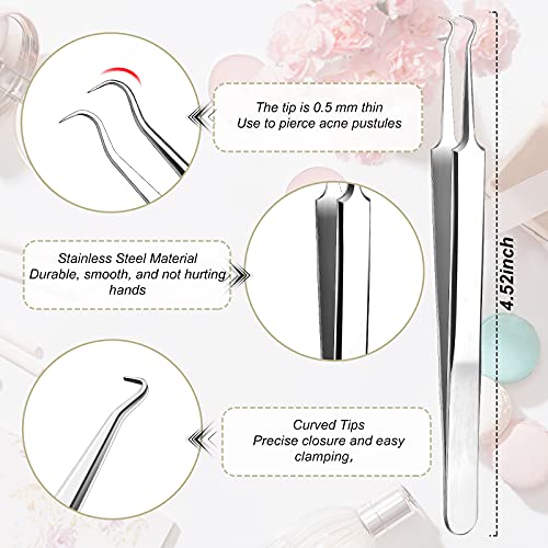 12 Pieces Blackhead Tweezers Acne Tweezers Blackhead Extractor Tool Stainless...