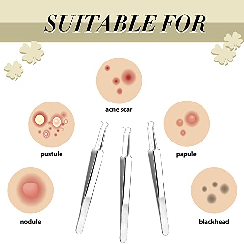 12 Pieces Blackhead Tweezers Acne Tweezers Blackhead Extractor Tool Stainless...