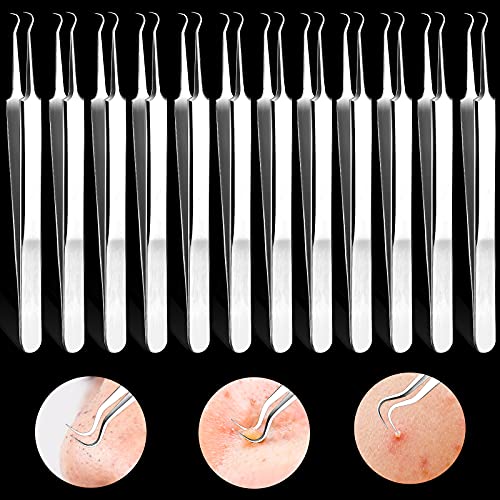 12 Pieces Blackhead Tweezers Acne Tweezers Blackhead Extractor Tool Stainless...