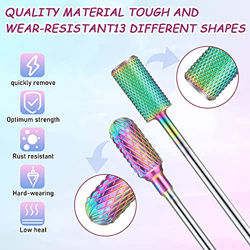 13 Pieces Nail Drill Bits Set Nail Cuticle Drill Bit Polish Removing Drill Bi...