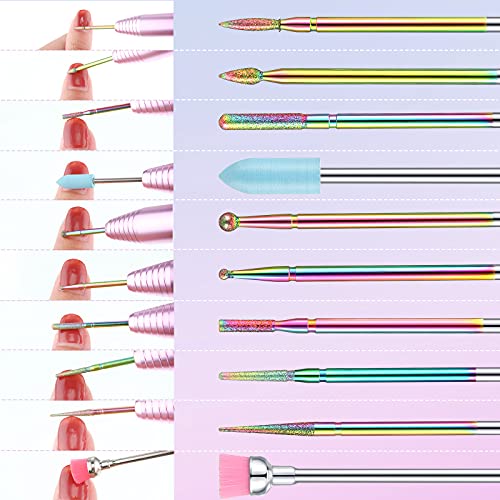 13 Pieces Nail Drill Bits Set Nail Cuticle Drill Bit Polish Removing Drill Bi...