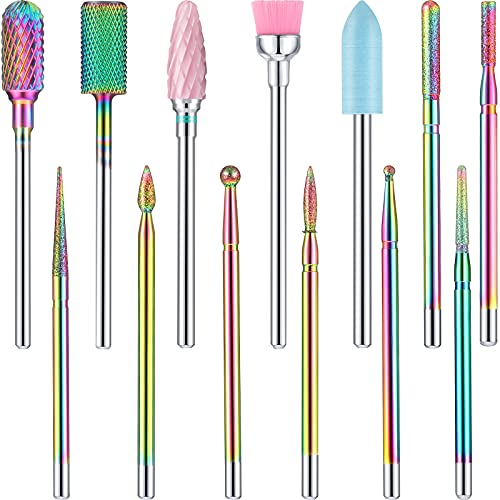 13 Pieces Nail Drill Bits Set Nail Cuticle Drill Bit Polish Removing Drill Bi...